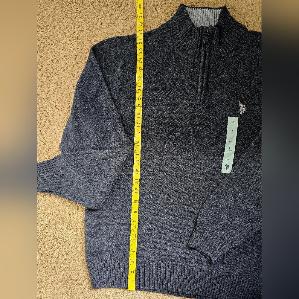 NWT Men's Gray Half-Zip Sweater Sz. L - Picture 6 of 9